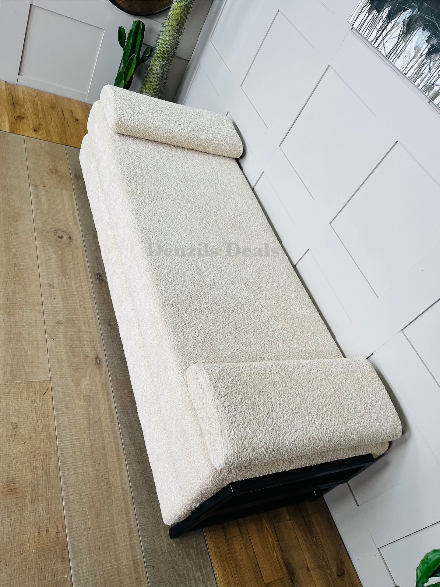 innovative Duplet Daybed With Powder Coated Black metal Legs . Cream Boucle
