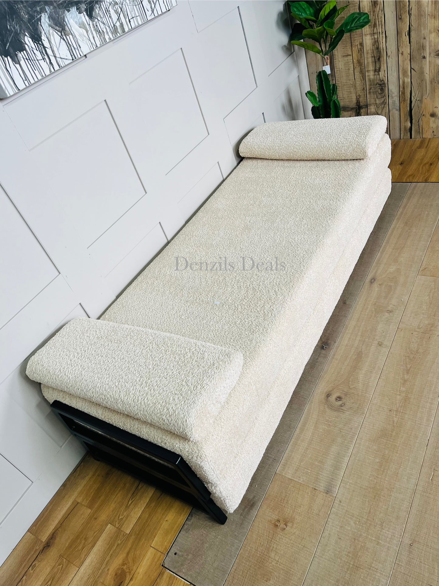 innovative Duplet Daybed With Powder Coated Black metal Legs . Cream Boucle