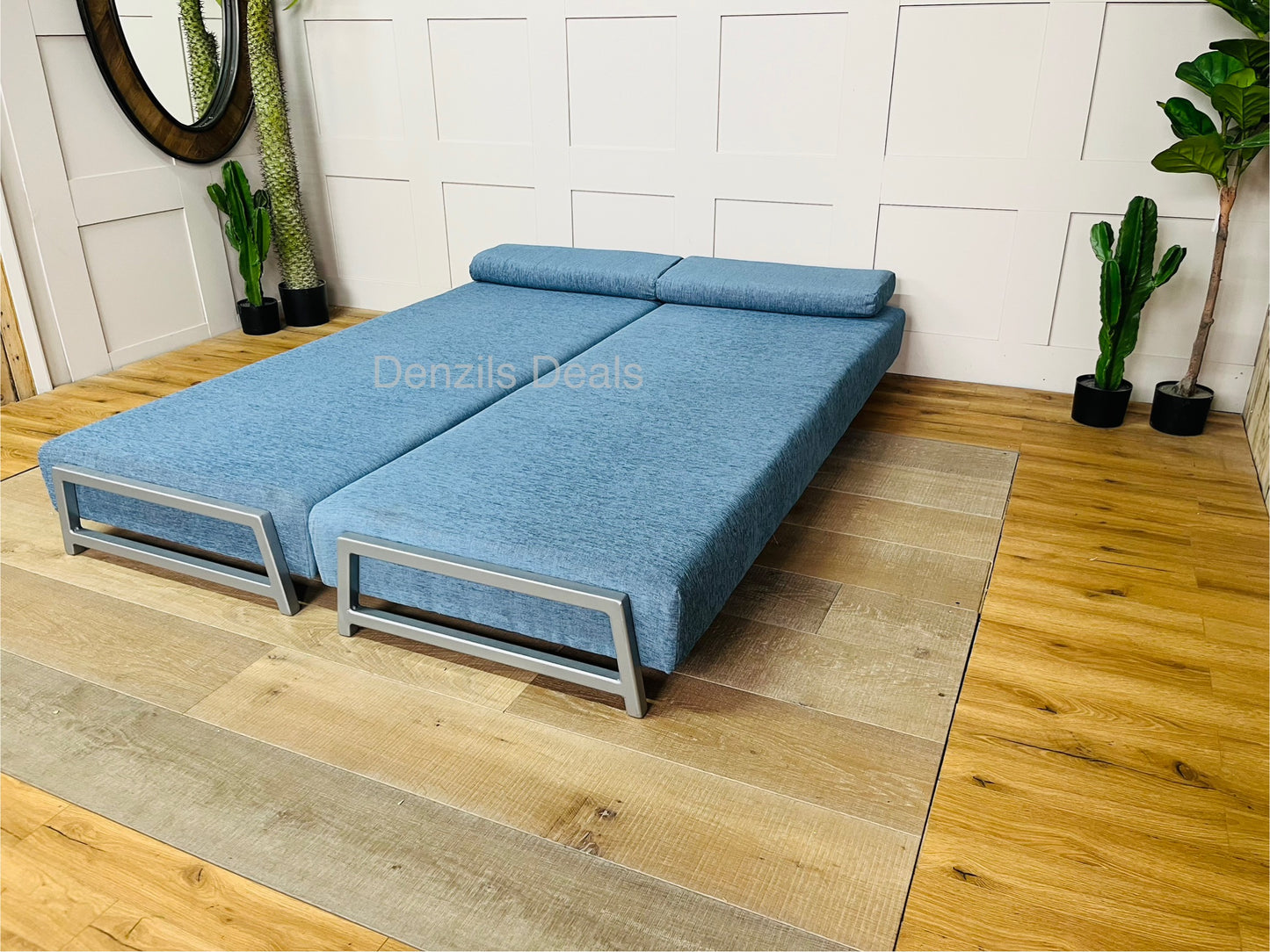 innovative Duplet Daybed With Powder Coated Silver Metal Legs
