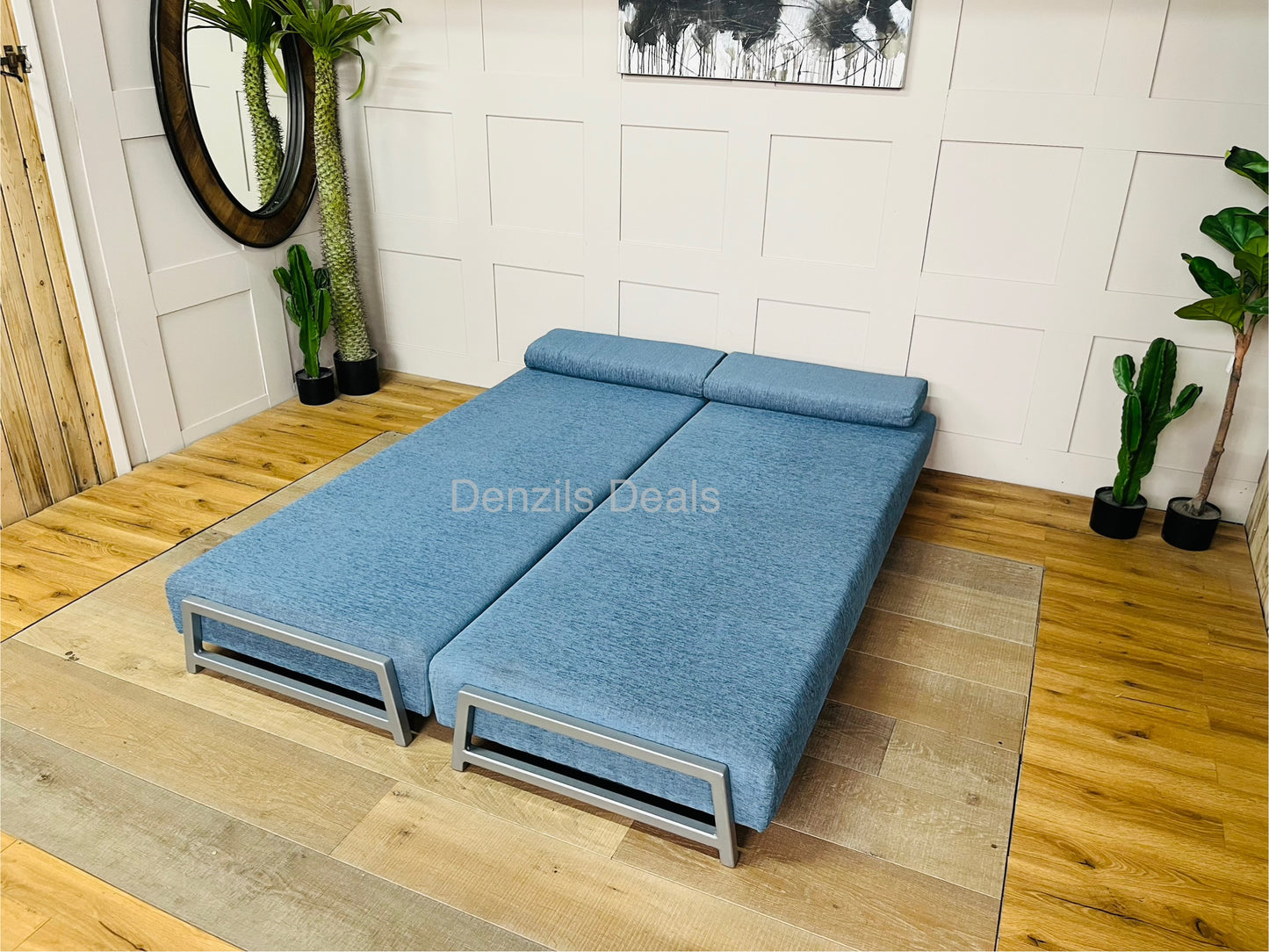 innovative Duplet Daybed With Powder Coated Silver Metal Legs
