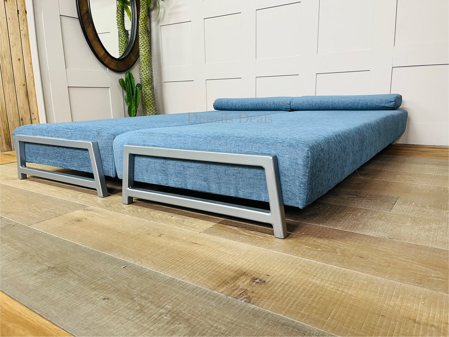 innovative Duplet Daybed With Powder Coated Silver Metal Legs