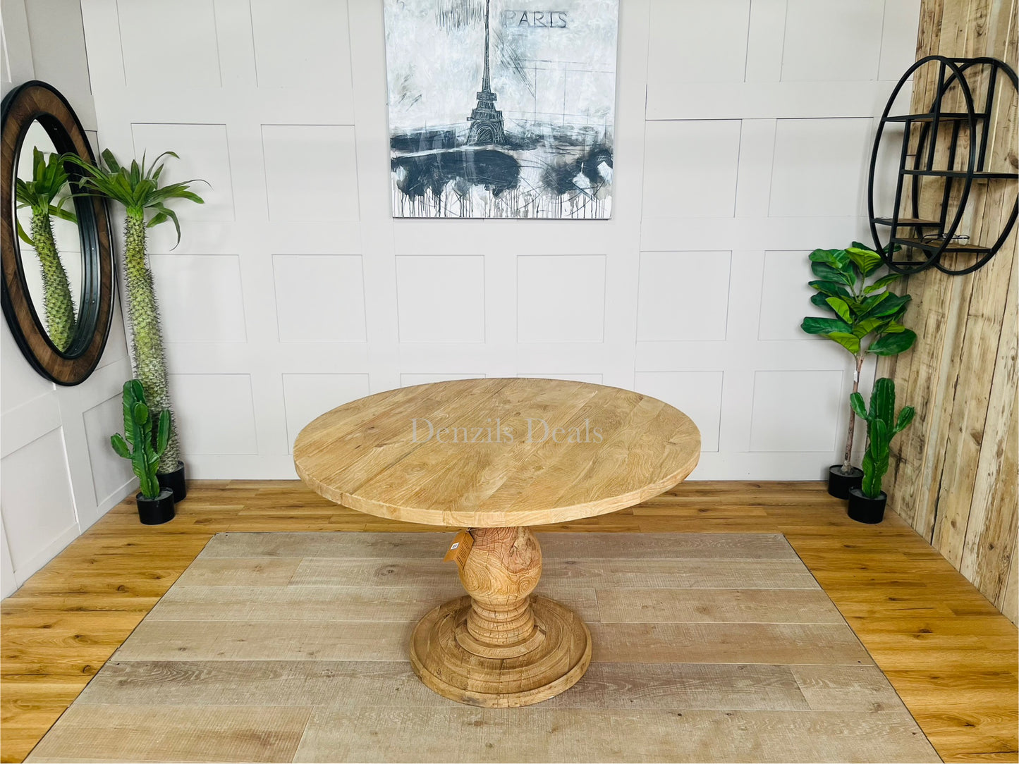 nkuku laya round carved mango wood table Rrp £1450. R50