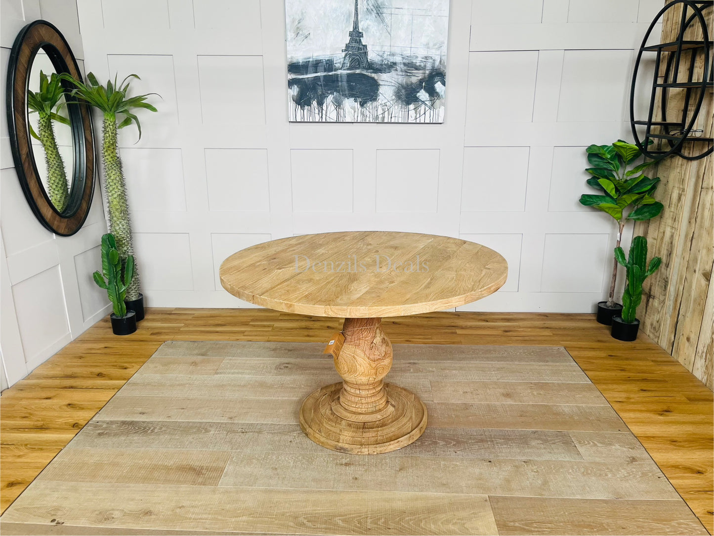 nkuku laya round carved mango wood table Rrp £1450. R50