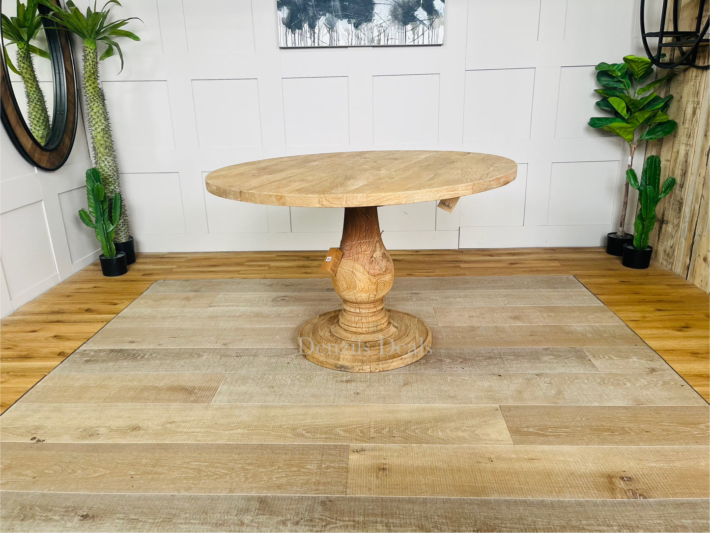 nkuku laya round carved mango wood table Rrp £1450. R50