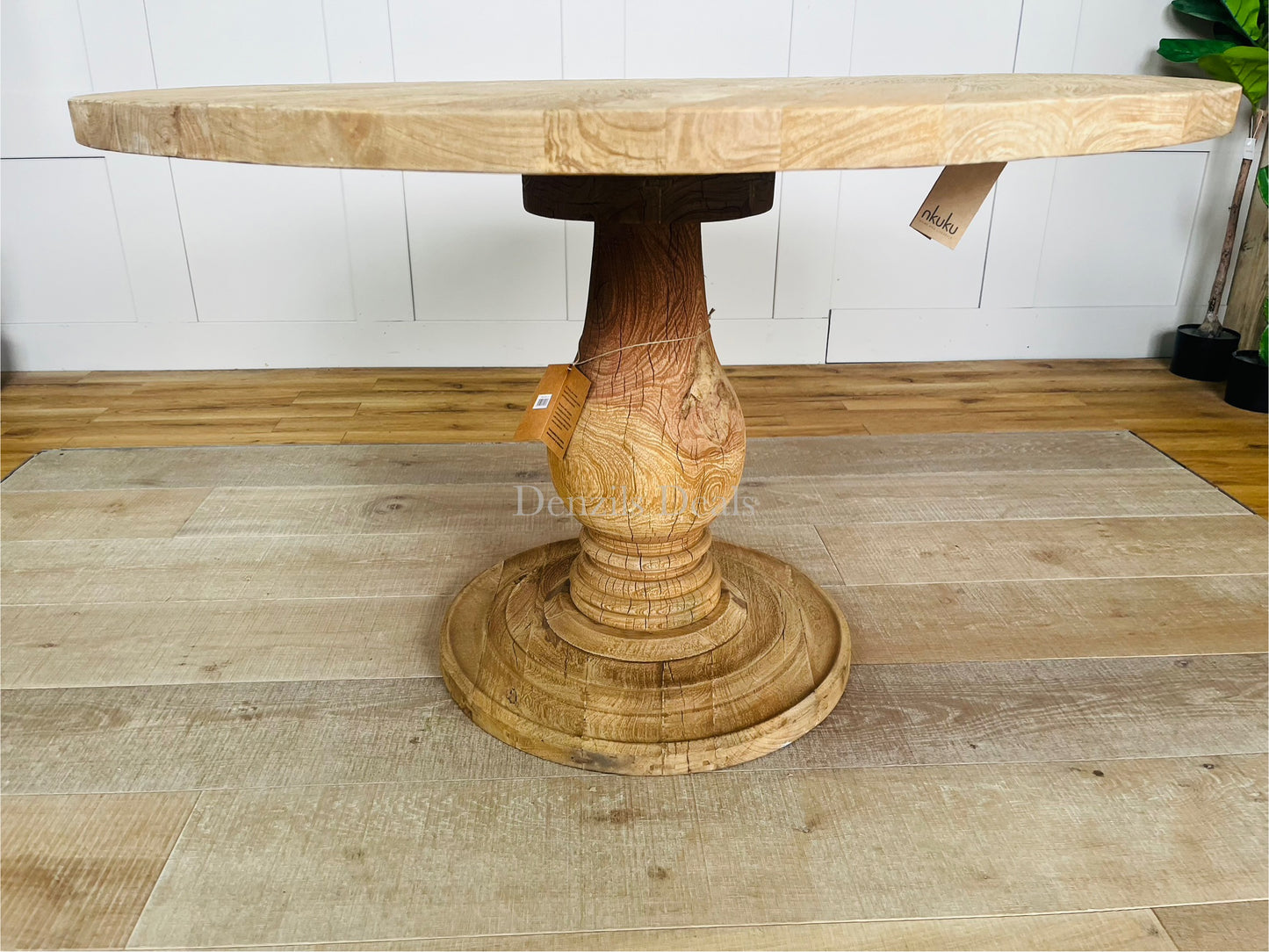 nkuku laya round carved mango wood table Rrp £1450. R50