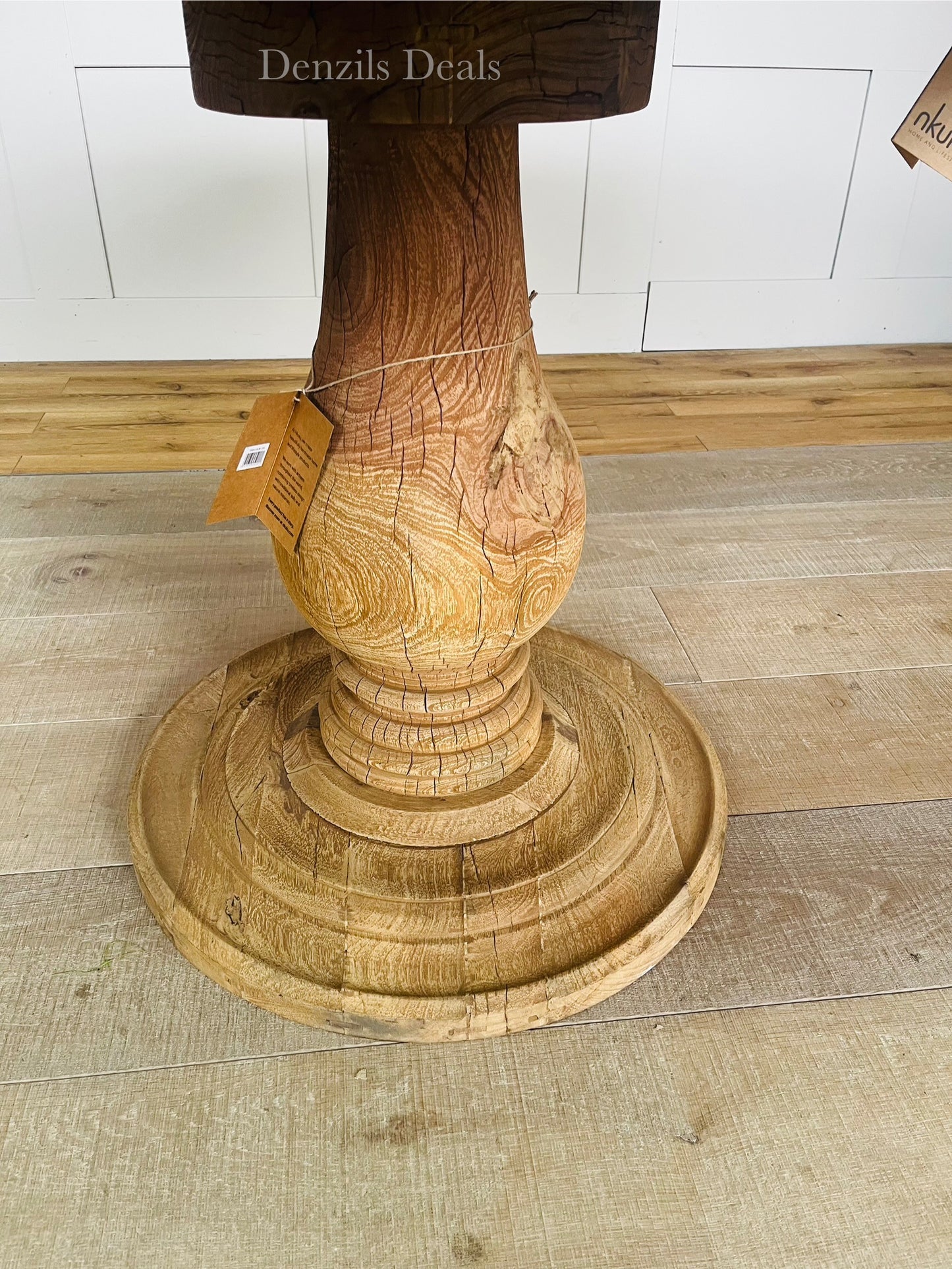 nkuku laya round carved mango wood table Rrp £1450. R50