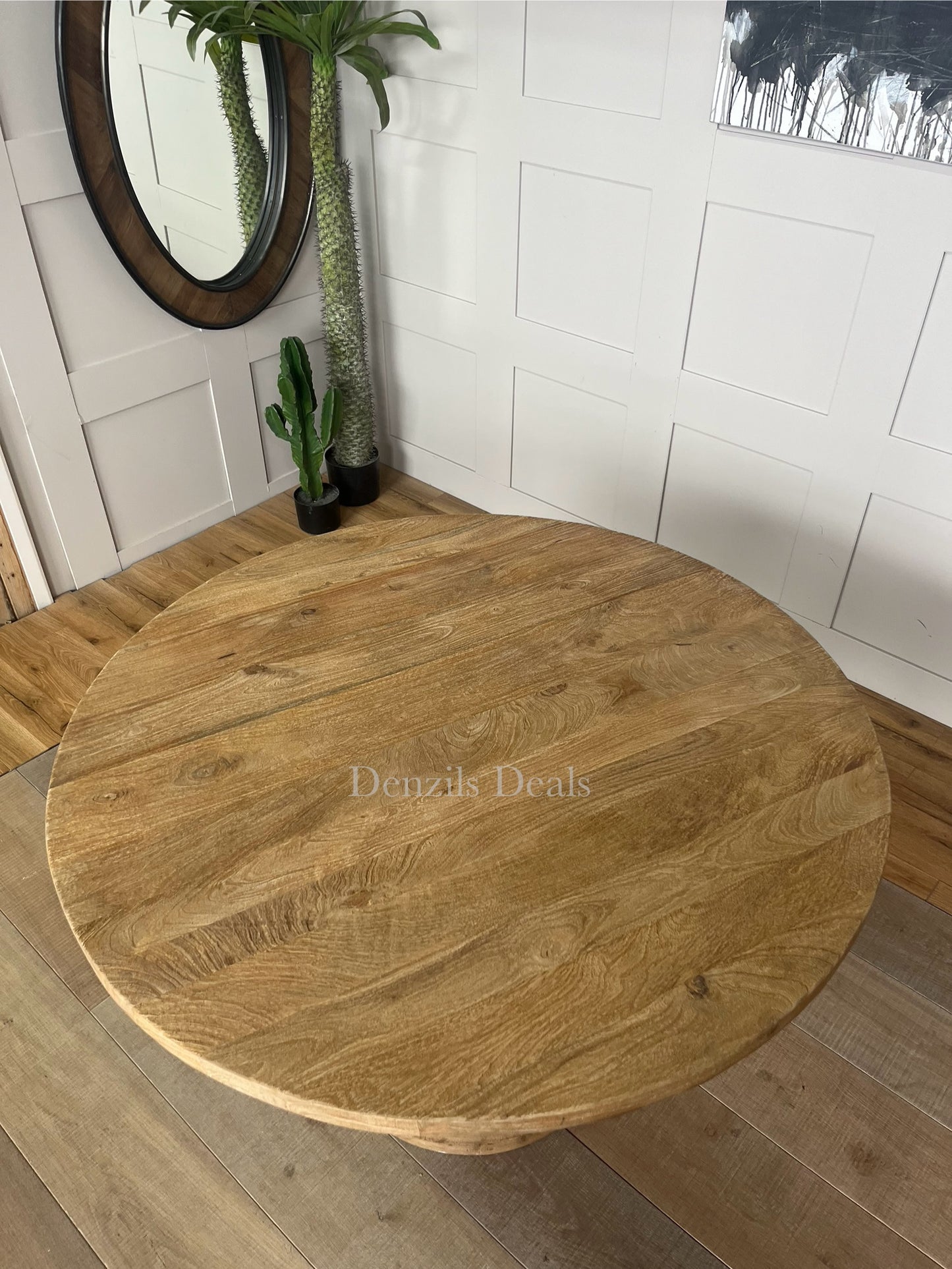 nkuku laya round carved mango wood table Rrp £1450. R50