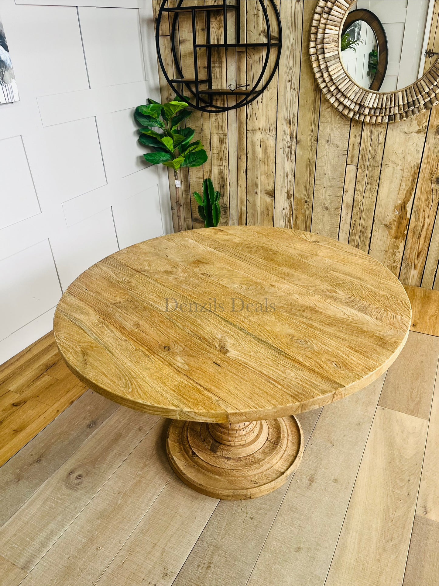 nkuku laya round carved mango wood table Rrp £1450. R50