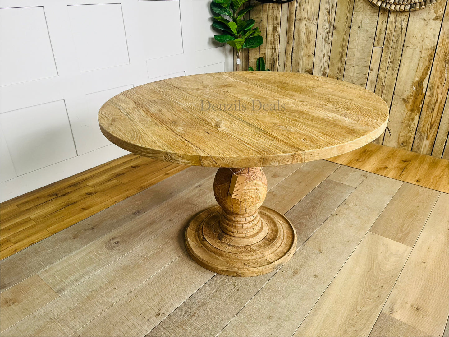 nkuku laya round carved mango wood table Rrp £1450. R50