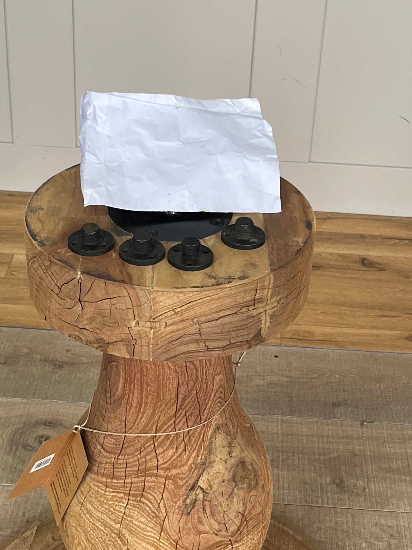 nkuku laya round carved mango wood table Rrp £1450. R50