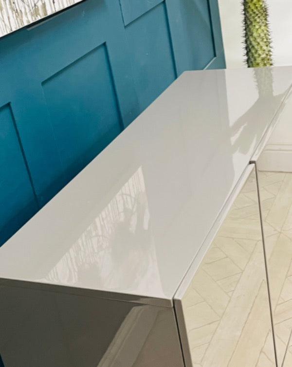 Dwell Olmo Sideboard/Cupboard High Gloss Finish in Stone Colour Rrp £699