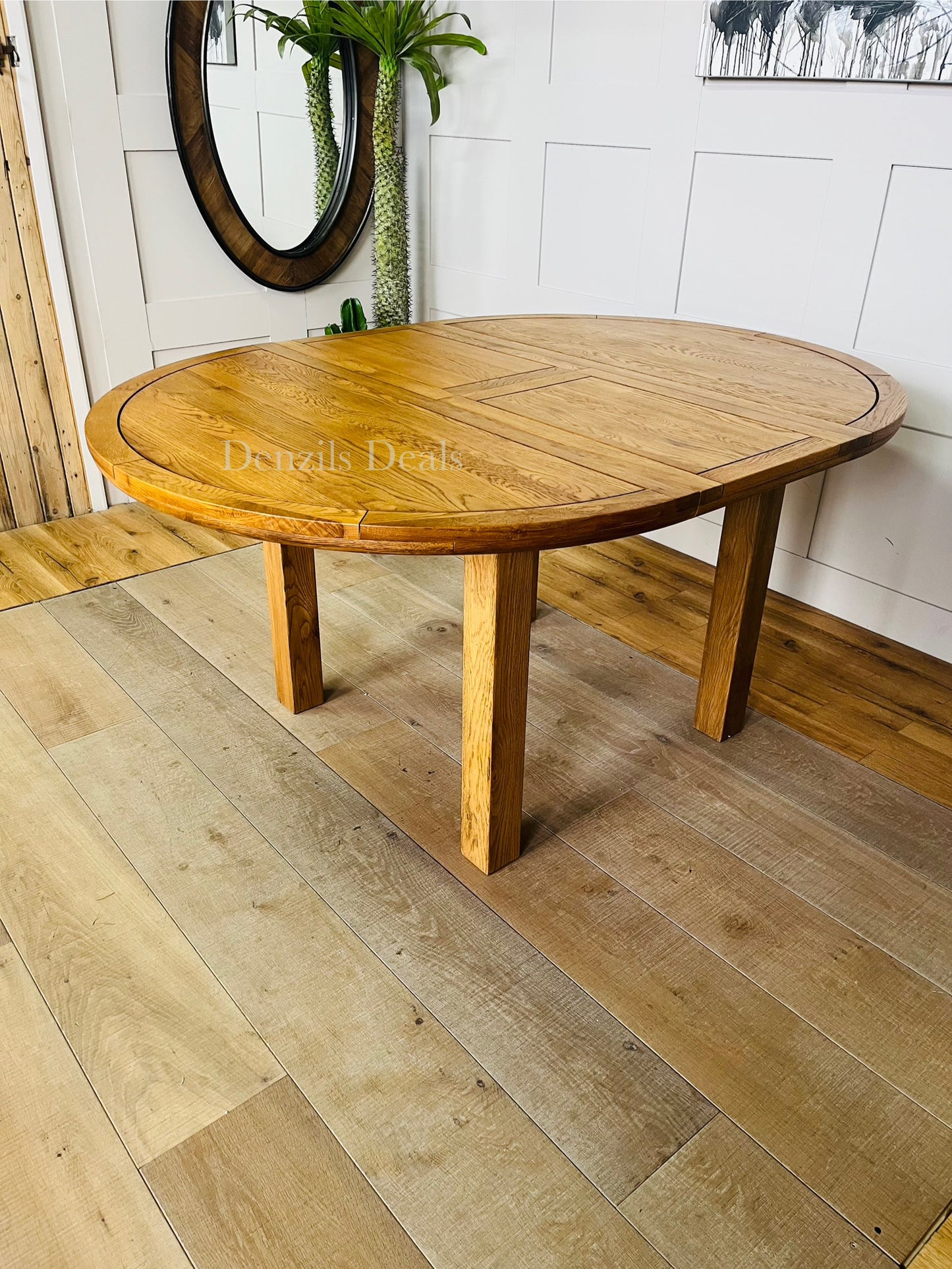 Knightsbridge Rustic Solid Oak 4FT Round Extending Dining Table
