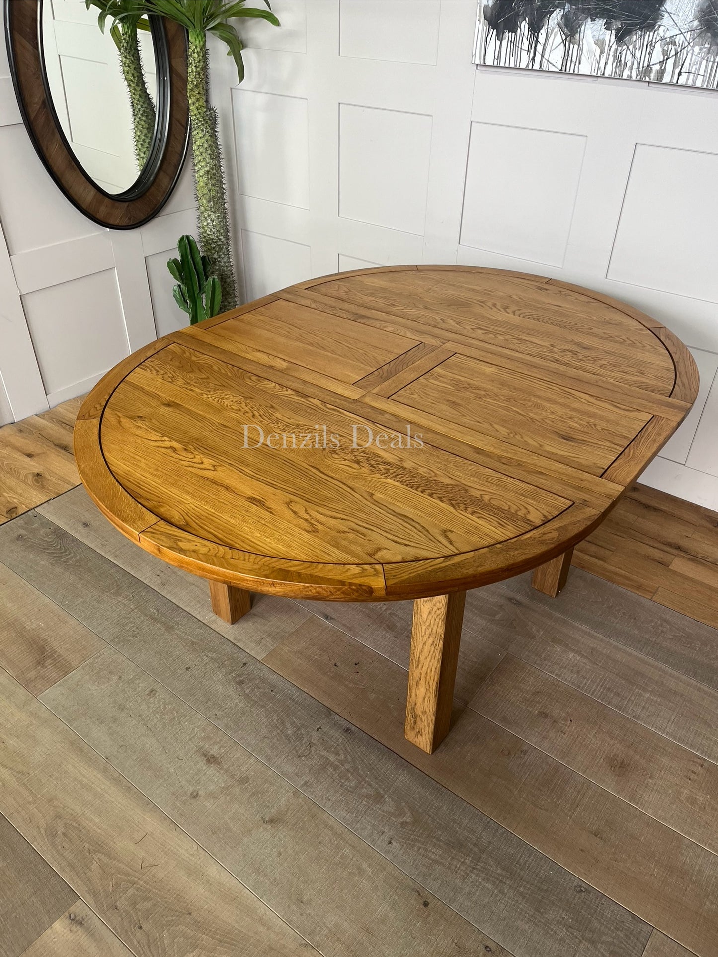 Knightsbridge Rustic Solid Oak 4FT Round Extending Dining Table