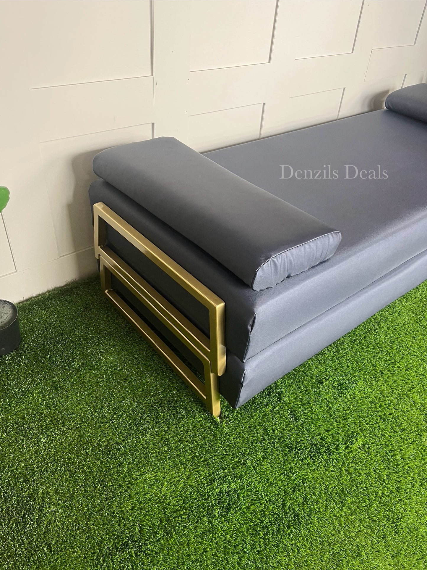 innovative Outdoor Duplet Sofa/Daybed Powder Coated Gold Legs Ink Blue Rrp £1449