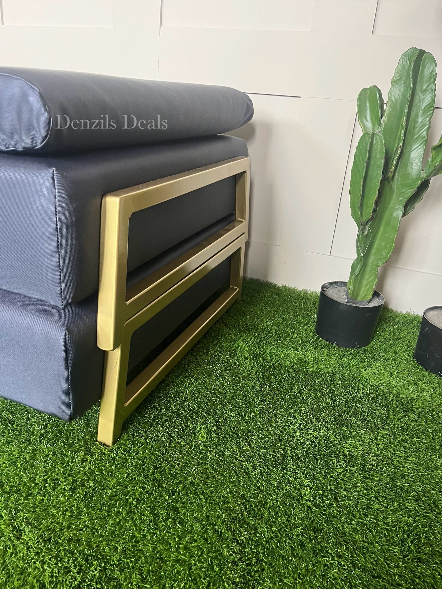 innovative Outdoor Duplet Sofa/Daybed Powder Coated Gold Legs Ink Blue Rrp £1449