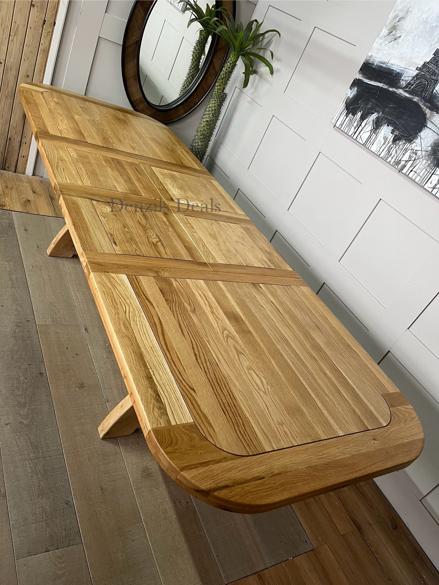 Oak Extendable Dining Table 10-12 Seat Oak Furnitureland Hercules)