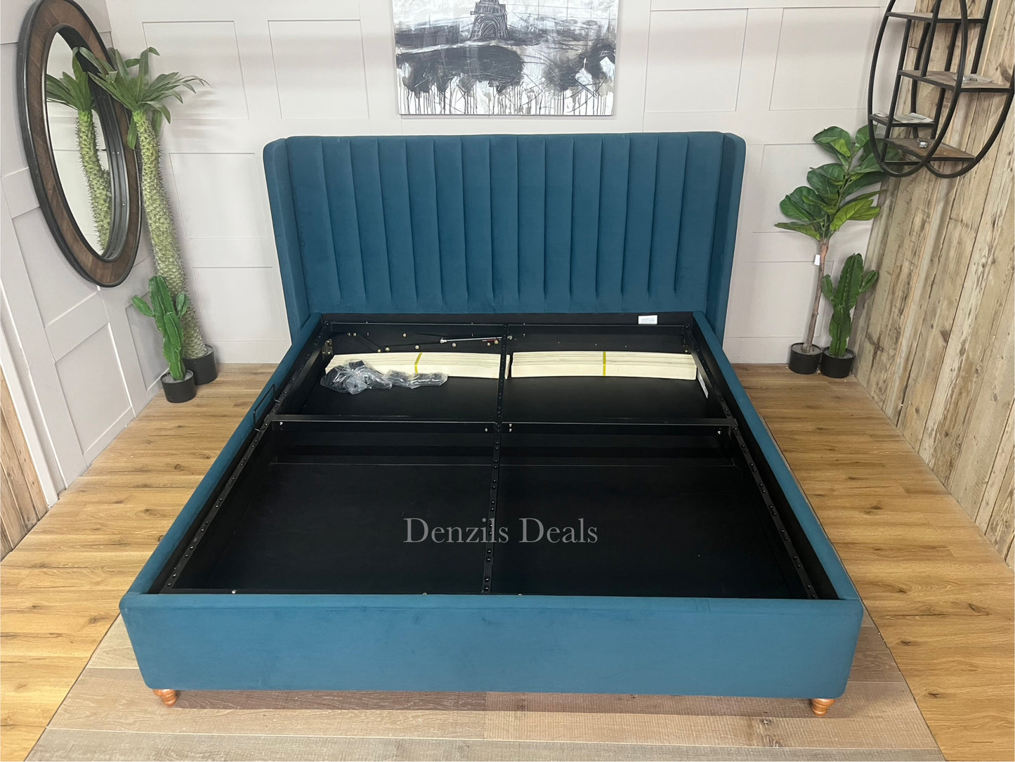 Super King Ottoman Bed | BLOOMSBURY Sunningdale Kingfisher Fabric