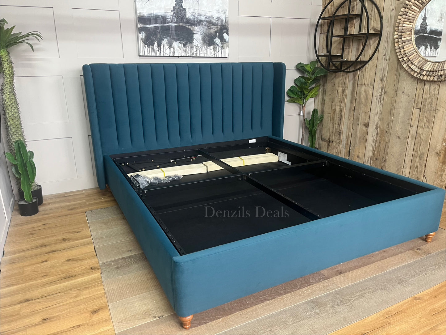 Super King Ottoman Bed | BLOOMSBURY Sunningdale Kingfisher Fabric