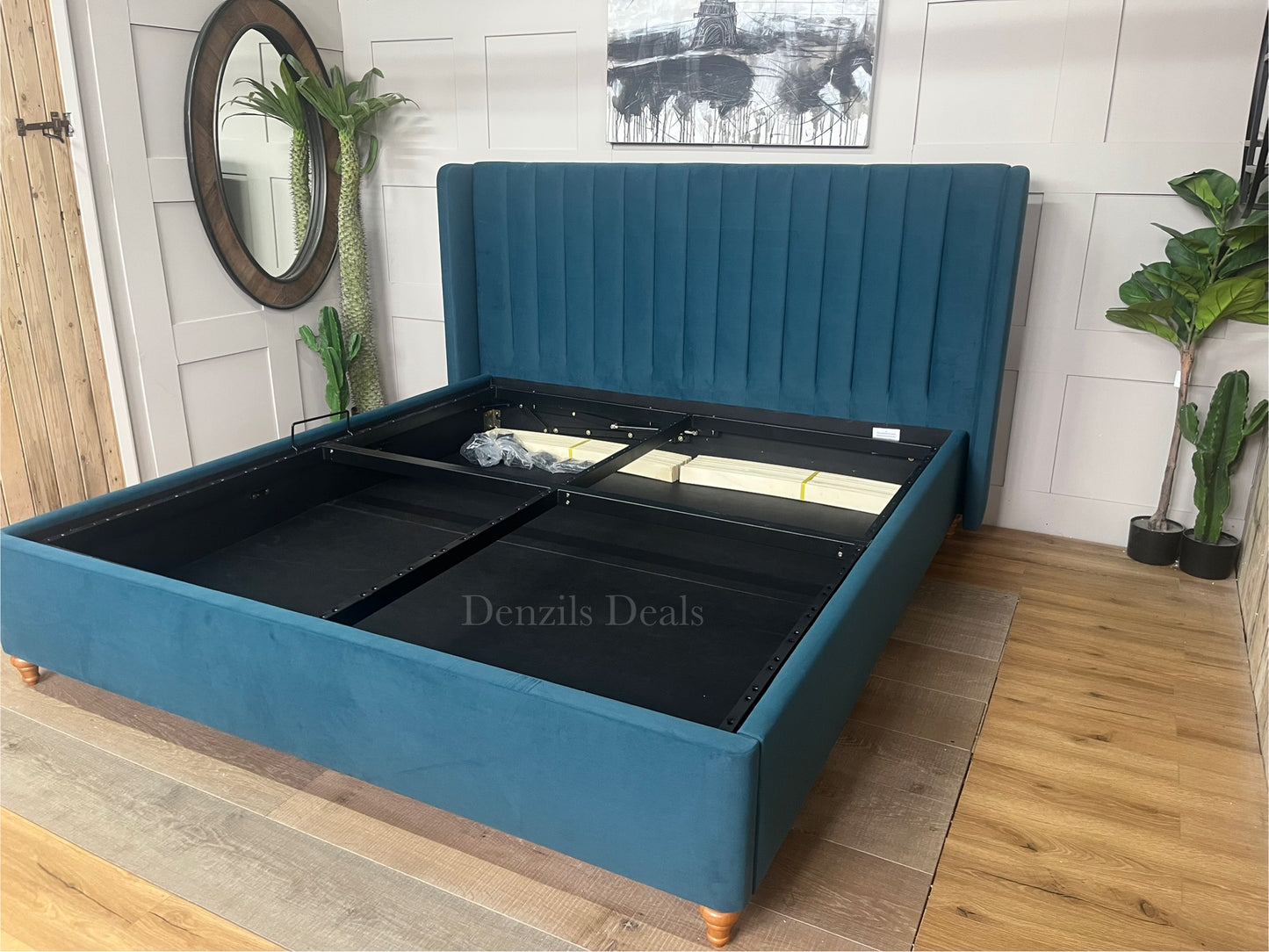 Super King Ottoman Bed | BLOOMSBURY Sunningdale Kingfisher Fabric