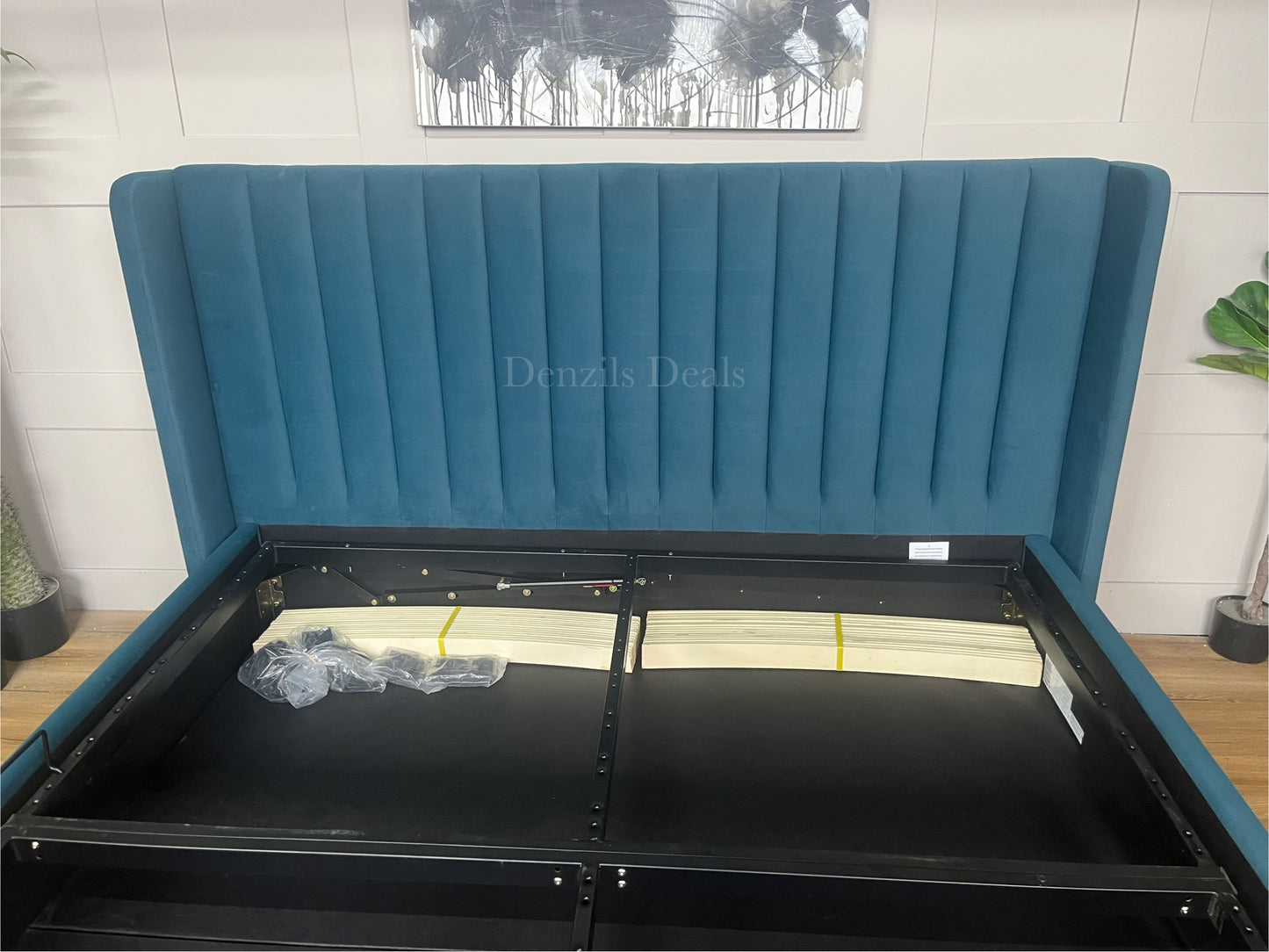 Super King Ottoman Bed | BLOOMSBURY Sunningdale Kingfisher Fabric