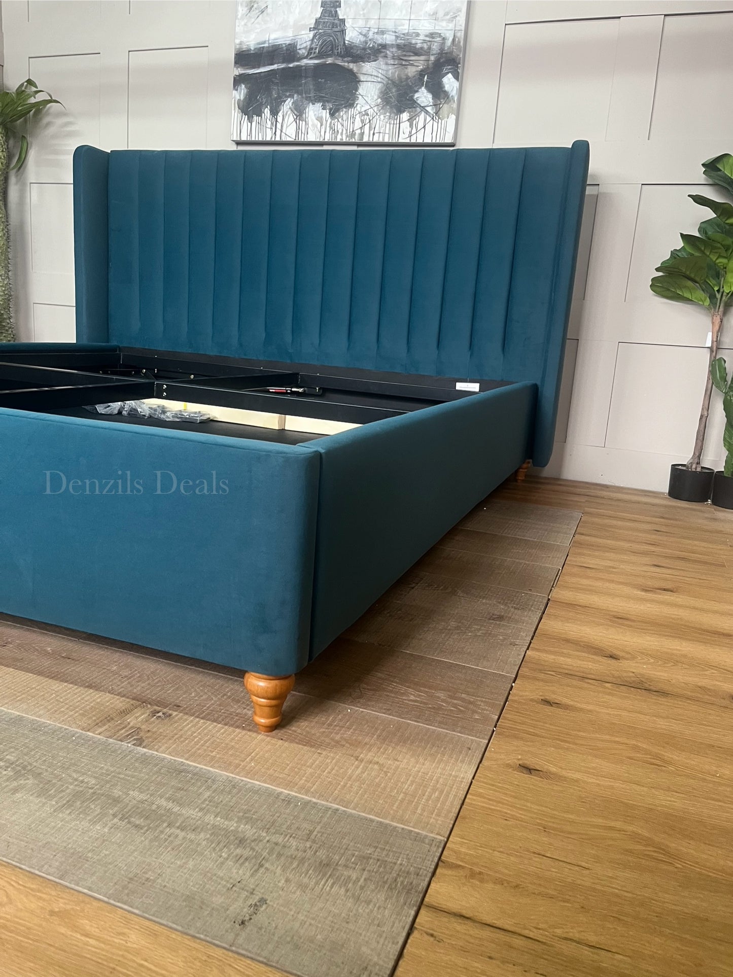 Super King Ottoman Bed | BLOOMSBURY Sunningdale Kingfisher Fabric