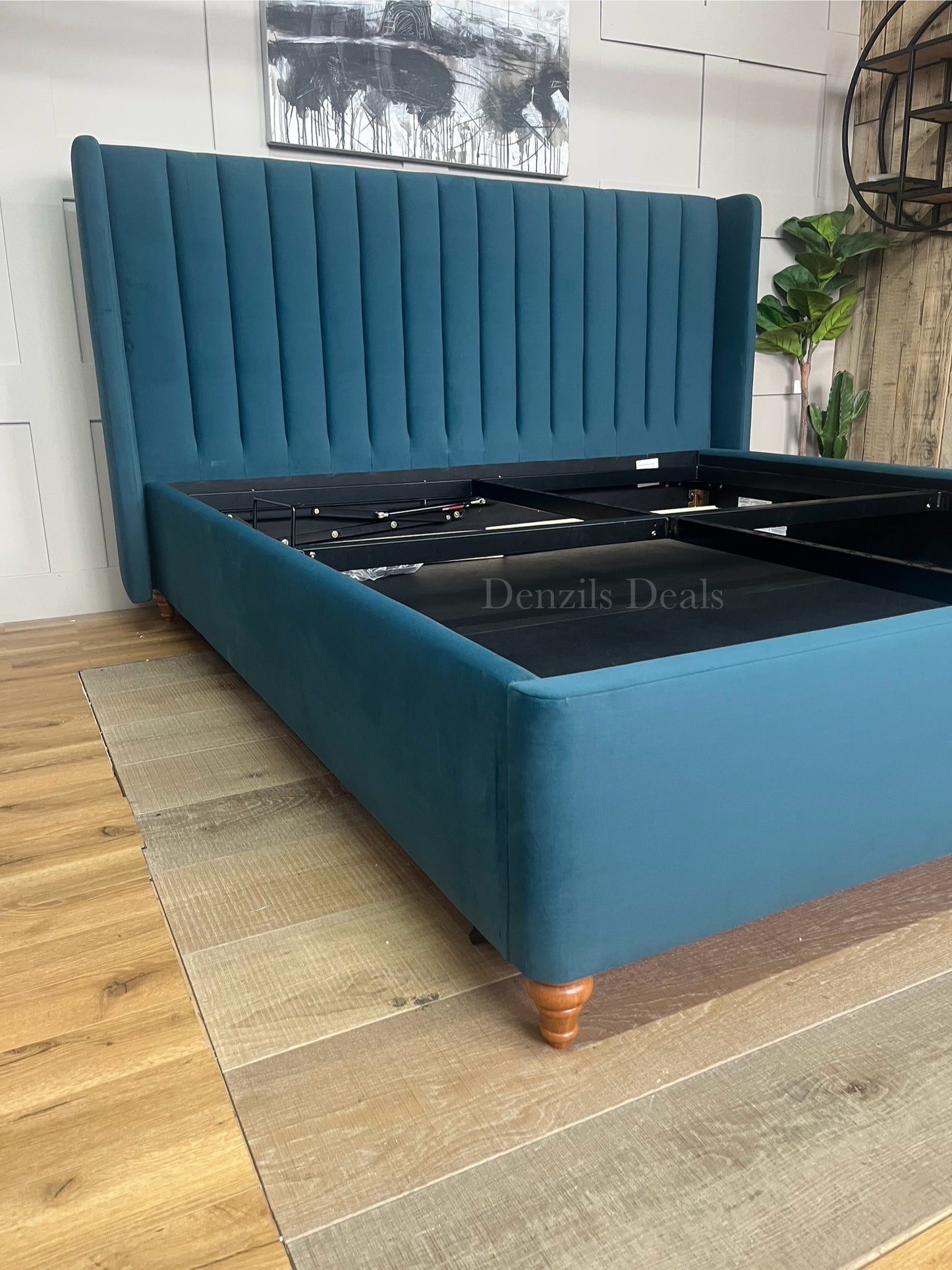 Super King Ottoman Bed | BLOOMSBURY Sunningdale Kingfisher Fabric