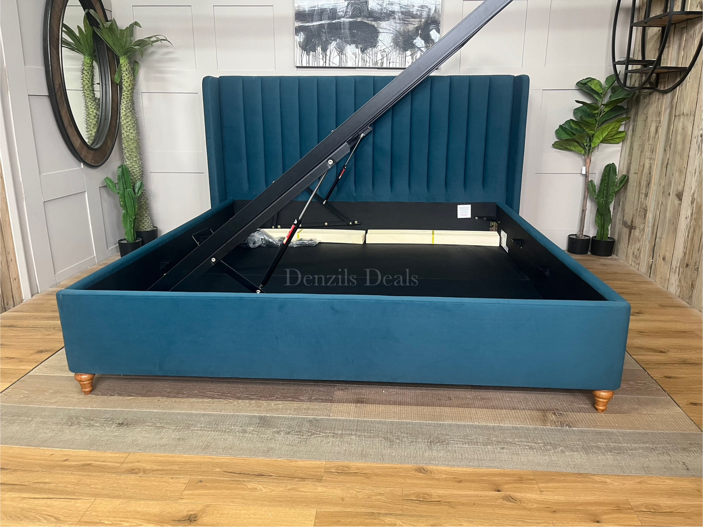 Super King Ottoman Bed | BLOOMSBURY Sunningdale Kingfisher Fabric
