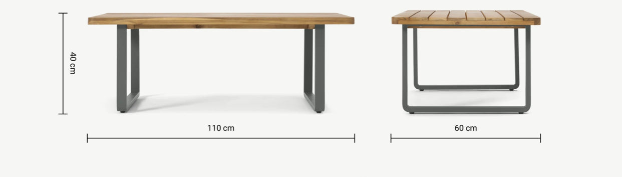 Made.com Topa Garden arm Chair and coffee table , Acacia Wood & Grey #8772/16