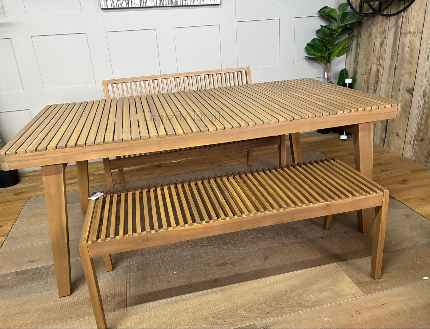 John Lewis Mona Garden Dining Table & Two Benches, FSC- Certified Acacia Wood