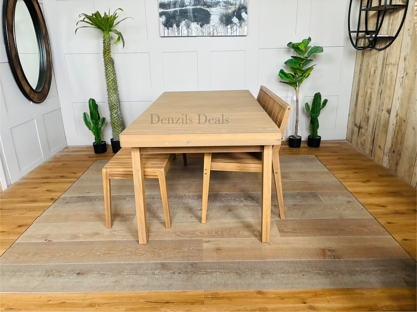 John Lewis Mona Garden Dining Table & Two Benches, FSC- Certified Acacia Wood