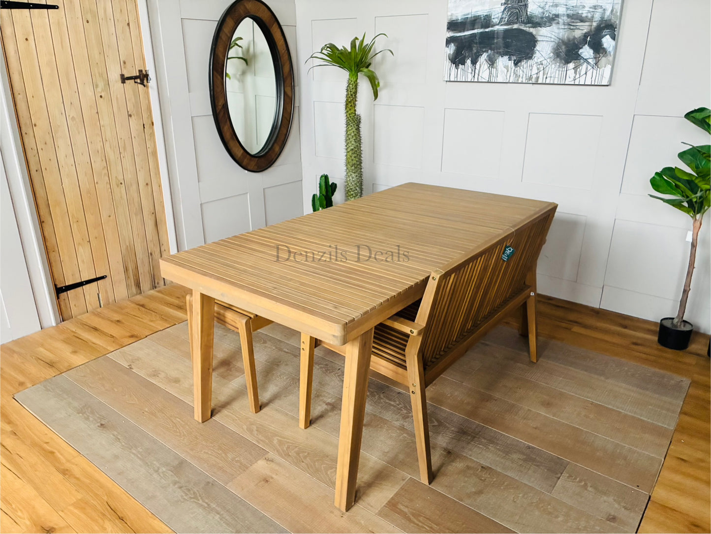 John Lewis Mona Garden Dining Table & Two Benches, FSC- Certified Acacia Wood