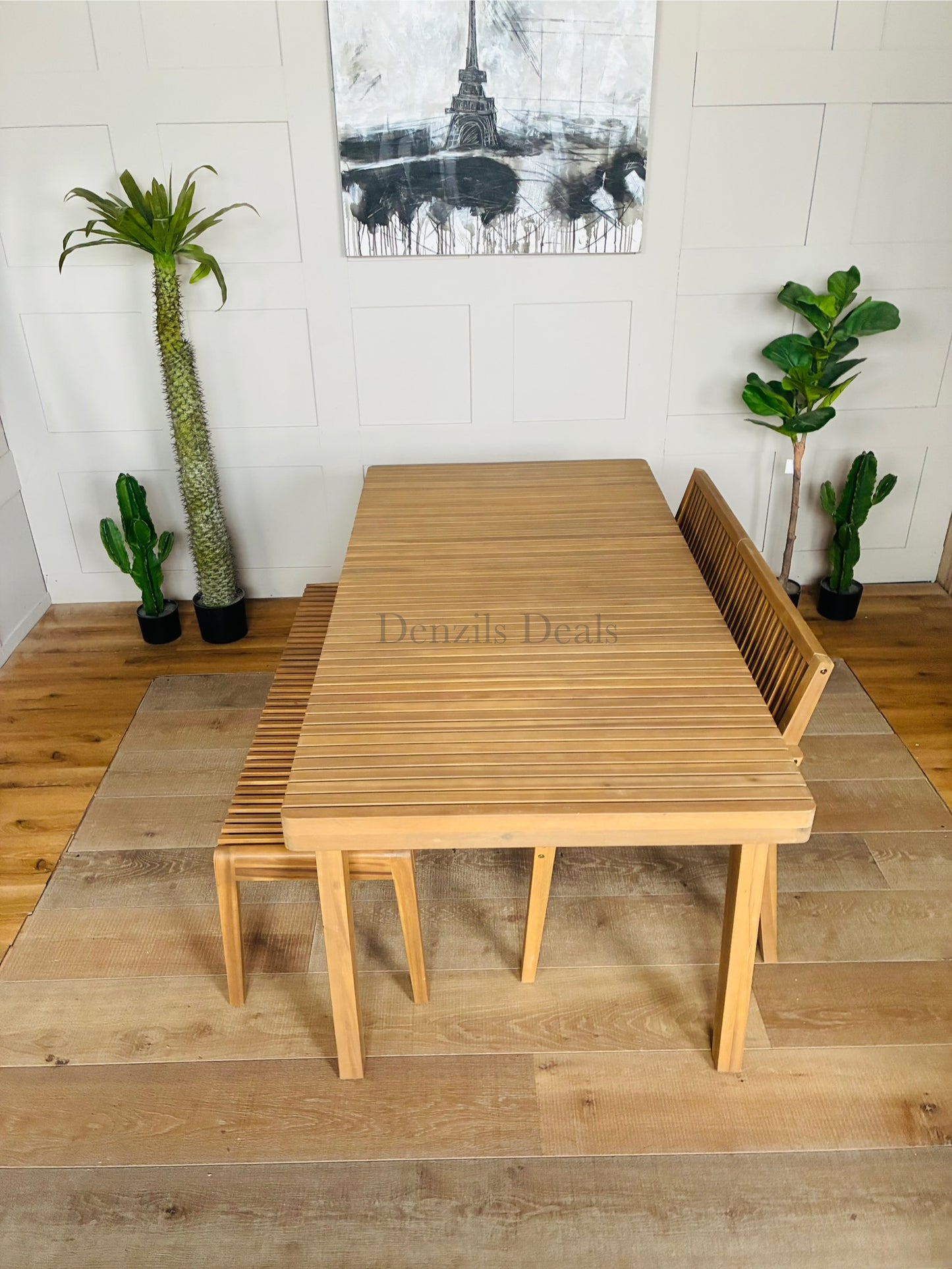 John Lewis Mona Garden Dining Table & Two Benches, FSC- Certified Acacia Wood
