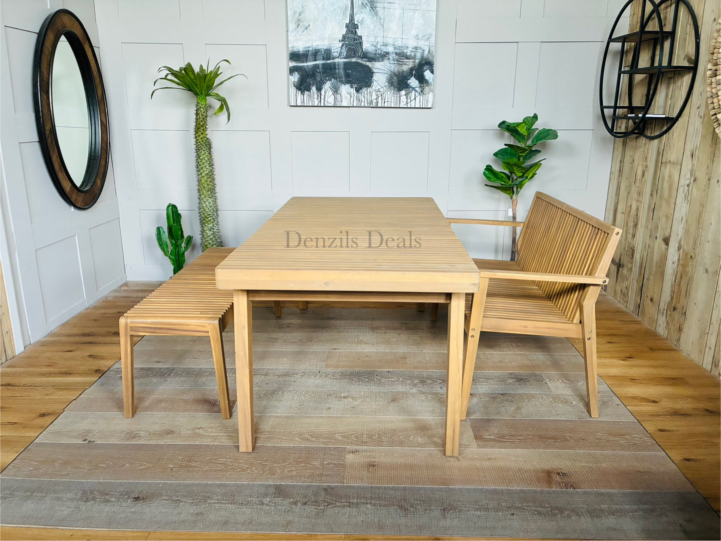 John Lewis Mona Garden Dining Table & Two Benches, FSC- Certified Acacia Wood