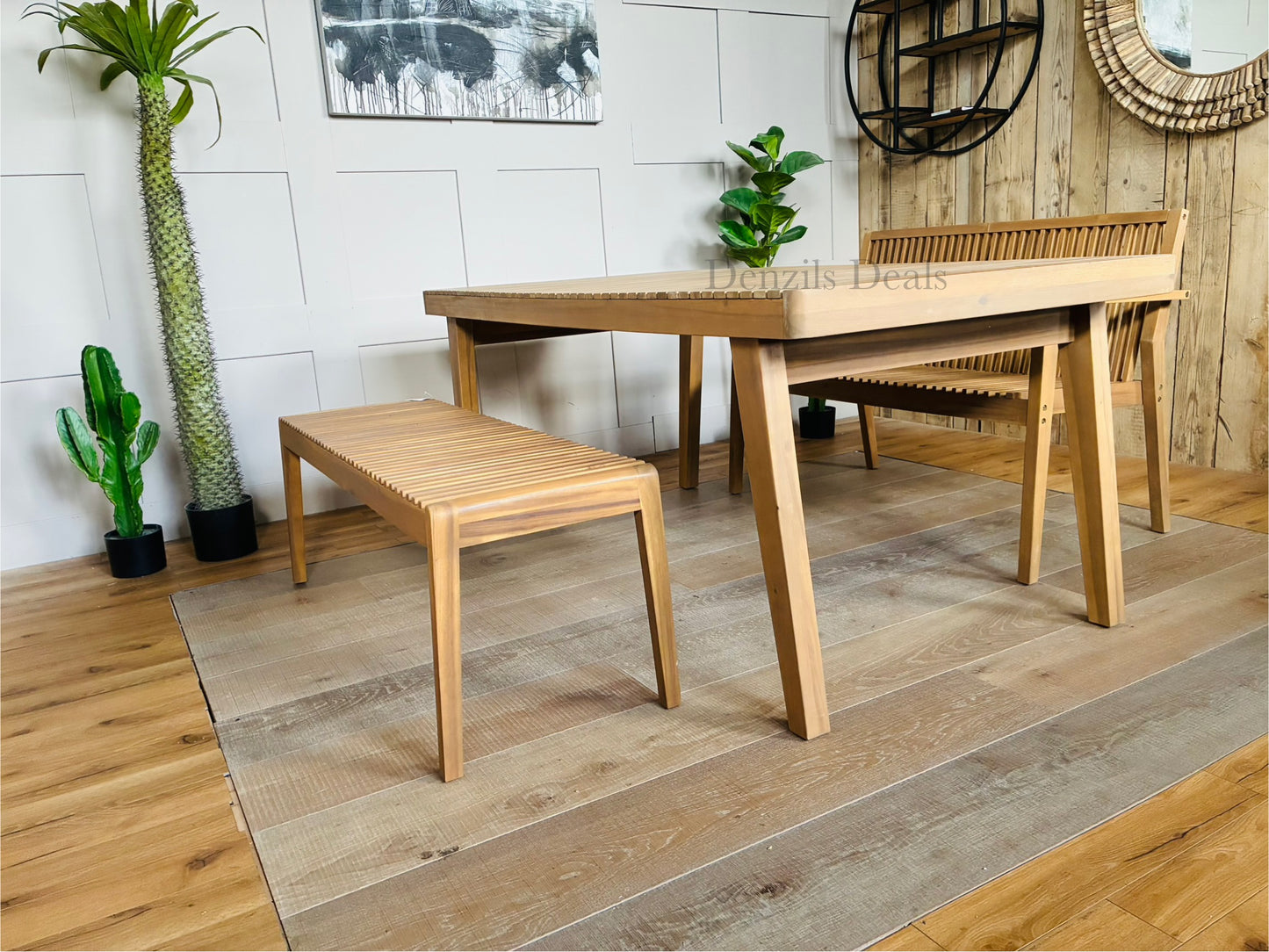 John Lewis Mona Garden Dining Table & Two Benches, FSC- Certified Acacia Wood