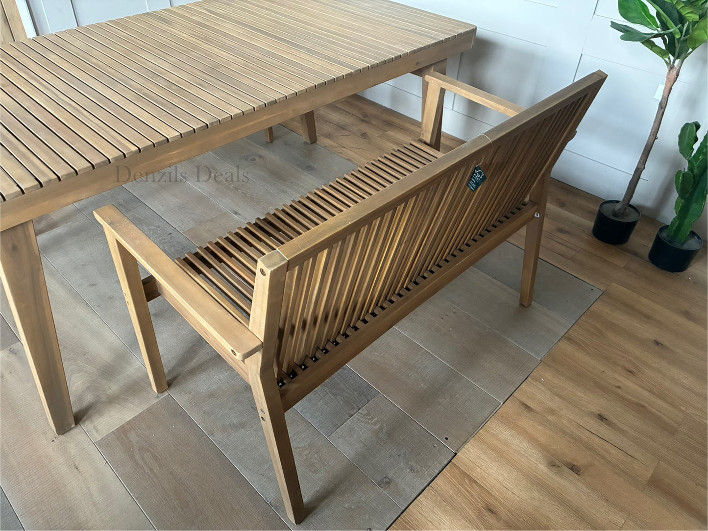 John Lewis Mona Garden Dining Table & Two Benches, FSC- Certified Acacia Wood