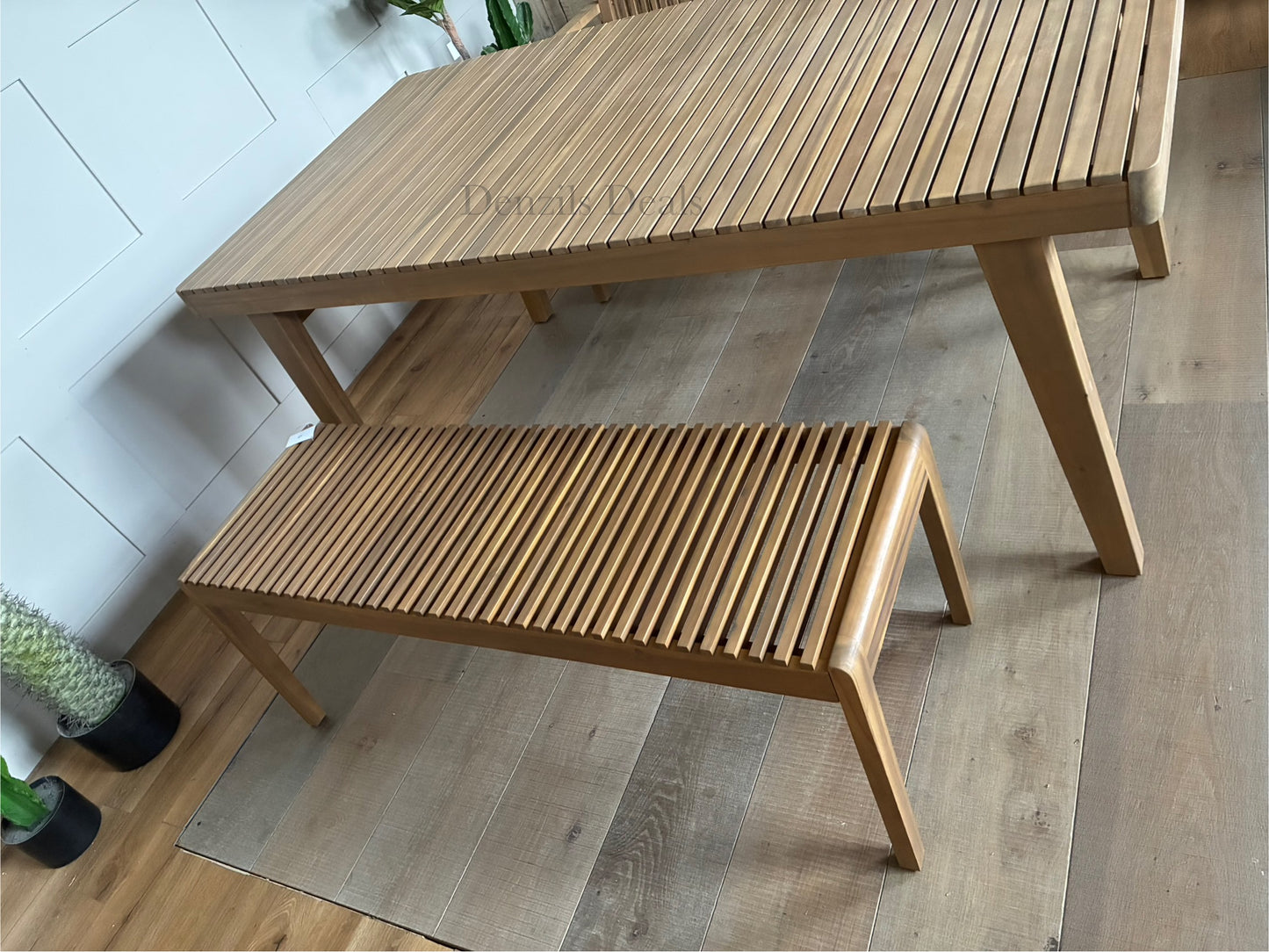 John Lewis Mona Garden Dining Table & Two Benches, FSC- Certified Acacia Wood