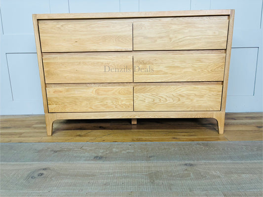 DURHAM Natural Oak 6 Drawer Chest, Oak Furnitureland