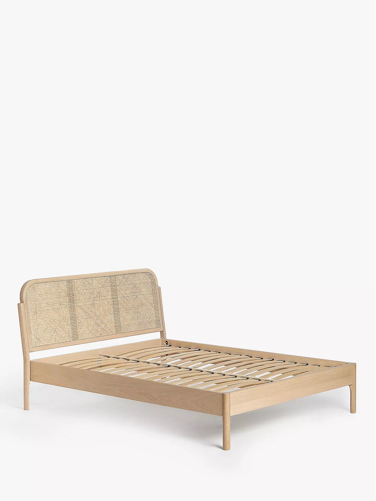 John Lewis Natural Rattan superKing Size Bed Frame with solid oak construction