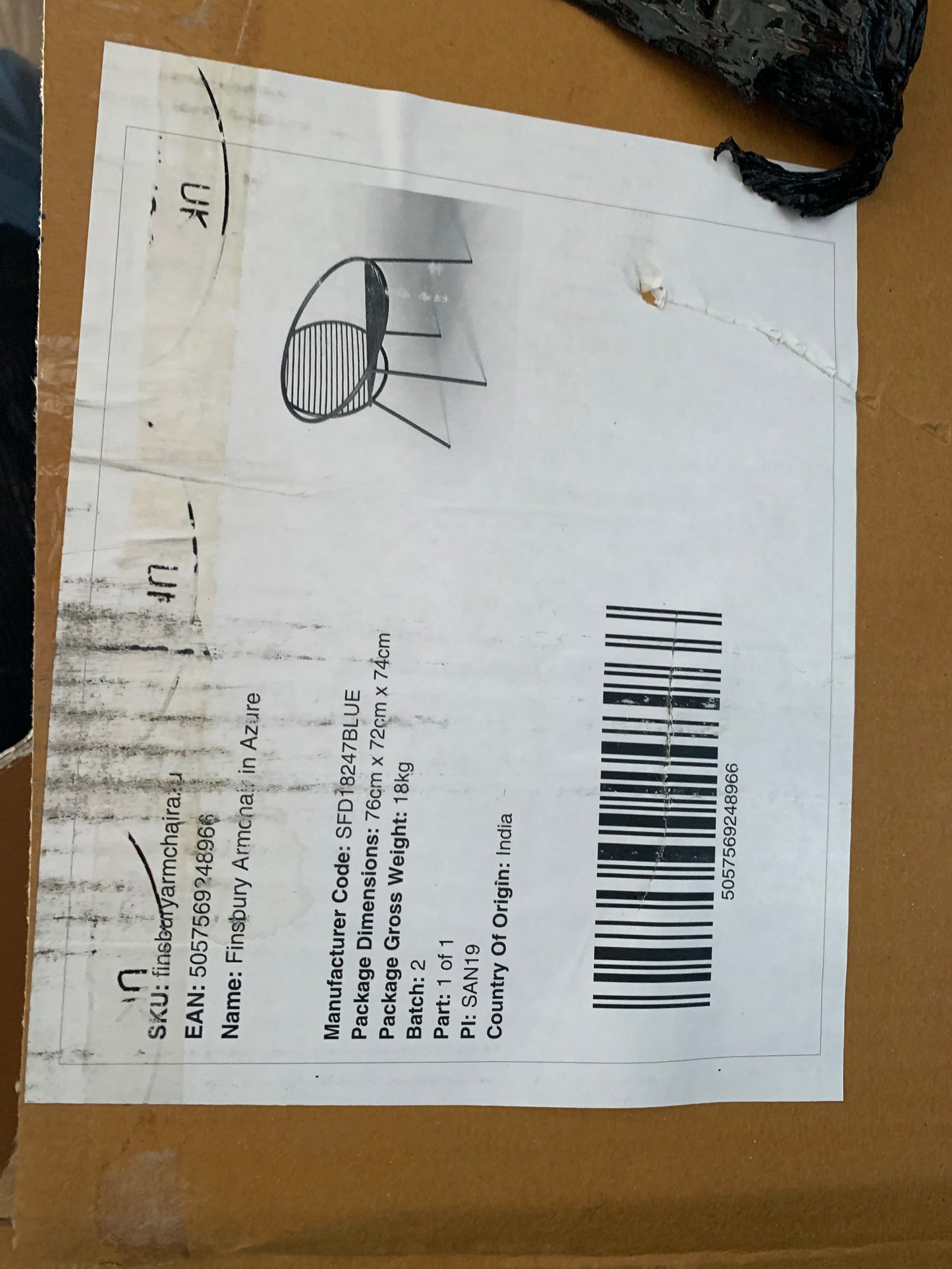 Pair of Swoon Finsbury garden chairs, azure blue outdoor lounge seating