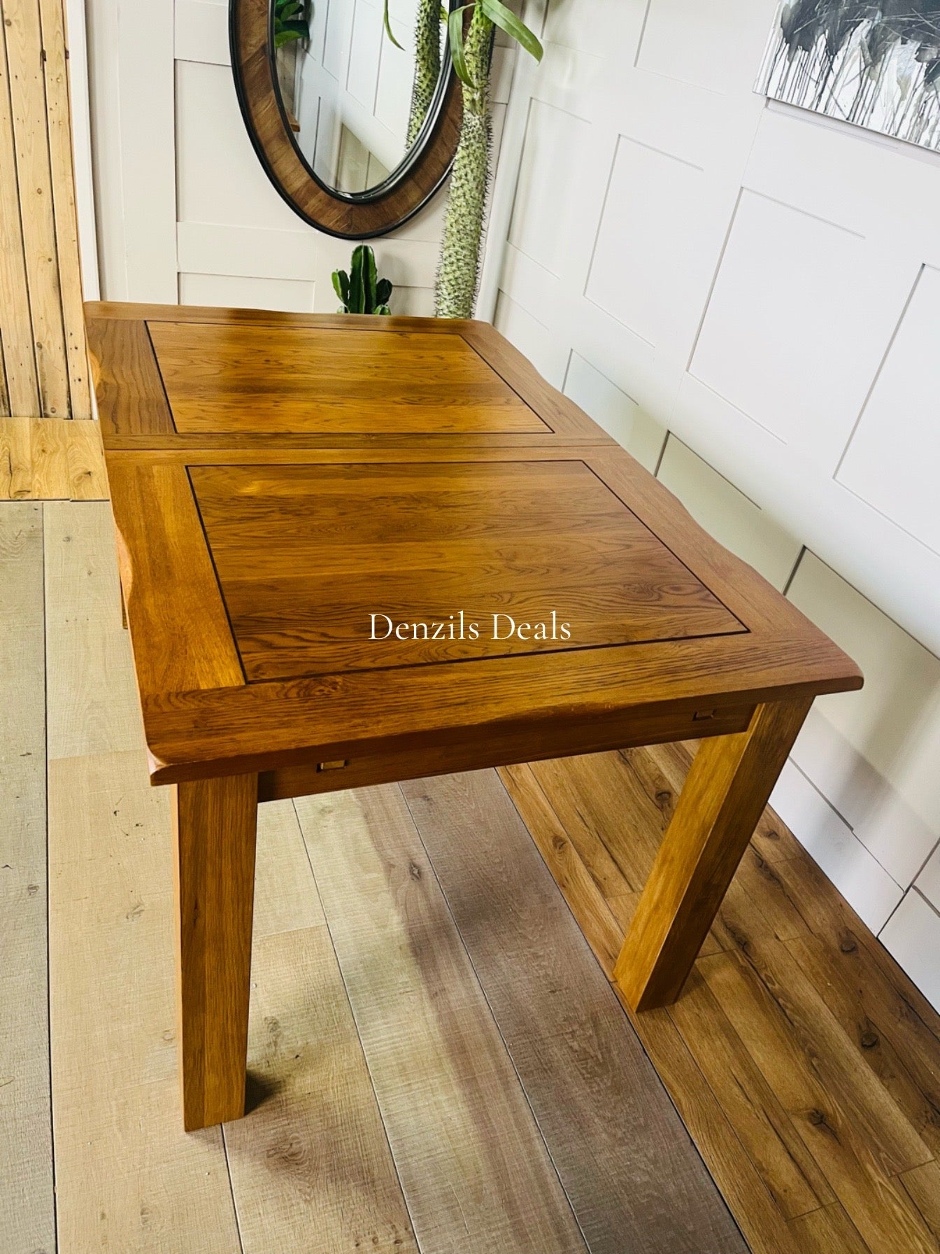 Solid Oak 6-8 Seater Extending Dining Table Rushmere Rustic  OakFurnitureland R2