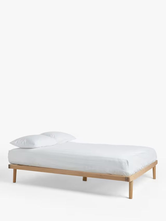 John Lewis Bow Platform Bed Frame, King Size, Oak/Natural R54