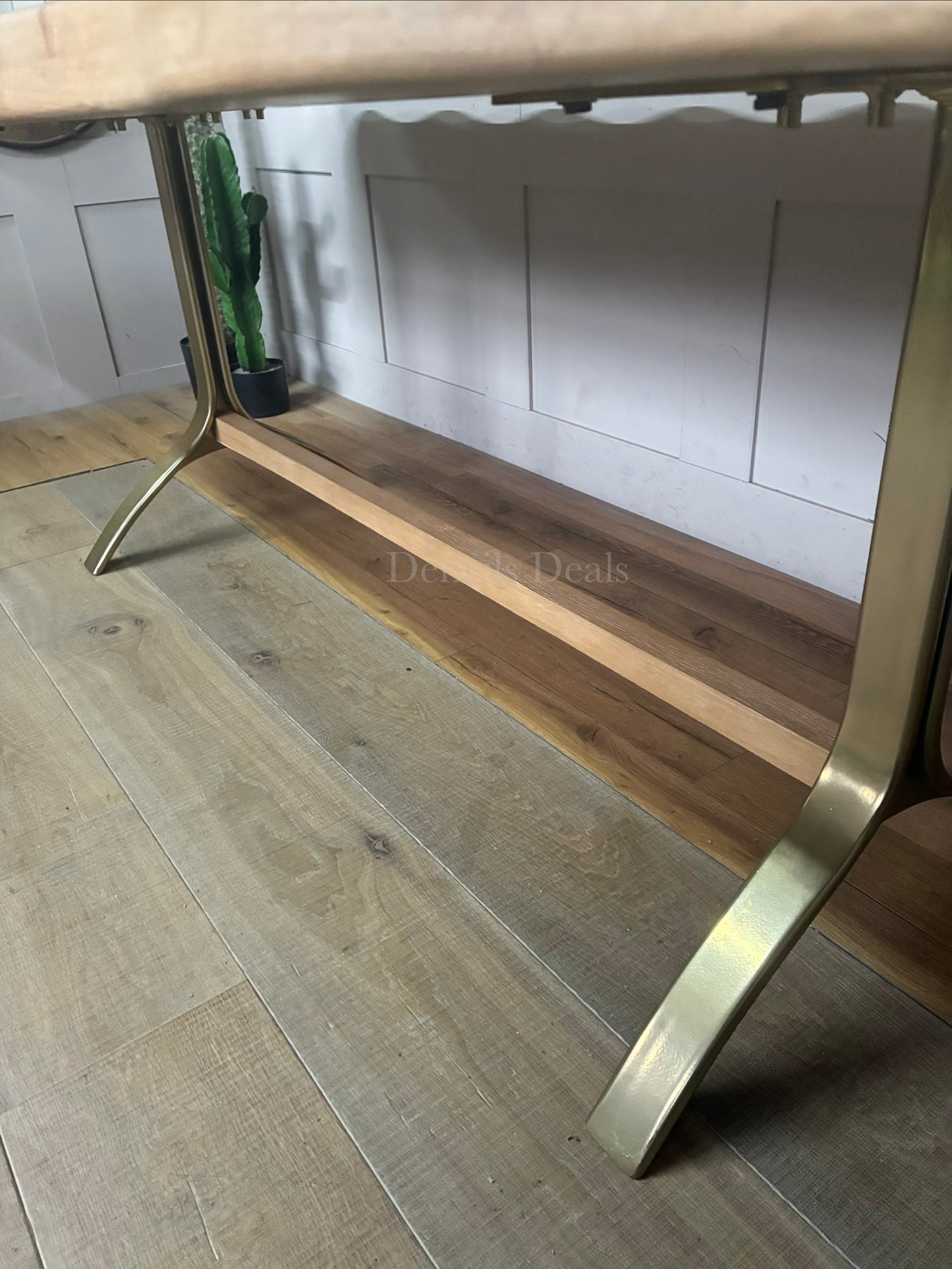 Anthropologie Caldwell Rectangular Oak Dining Table With Alternative Brass Legs R58