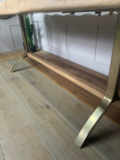 Anthropologie Caldwell Rectangular Oak Dining Table With Alternative Brass Legs R58
