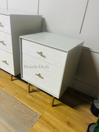 West Elm Modernist Wood & Lacquer Bedside Tables X2