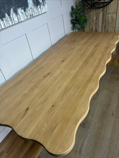 Anthropologie Caldwell Rectangular Oak Dining Table With Alternative Brass Legs R58