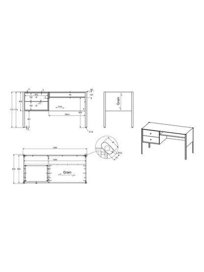 John Lewis Hansen Oak Wood 2 Drawer Desk, Natural Rrp £749 R62