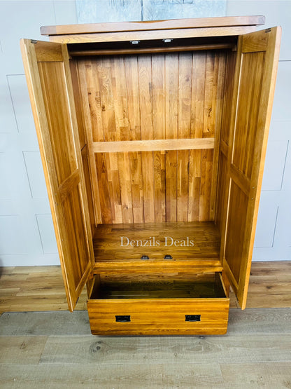 ORIGINAL RUSTIC Rustic Solid OakDouble Wardrobe Oak Furniture Land