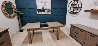 Scandinavian style rustic pine extending dining table