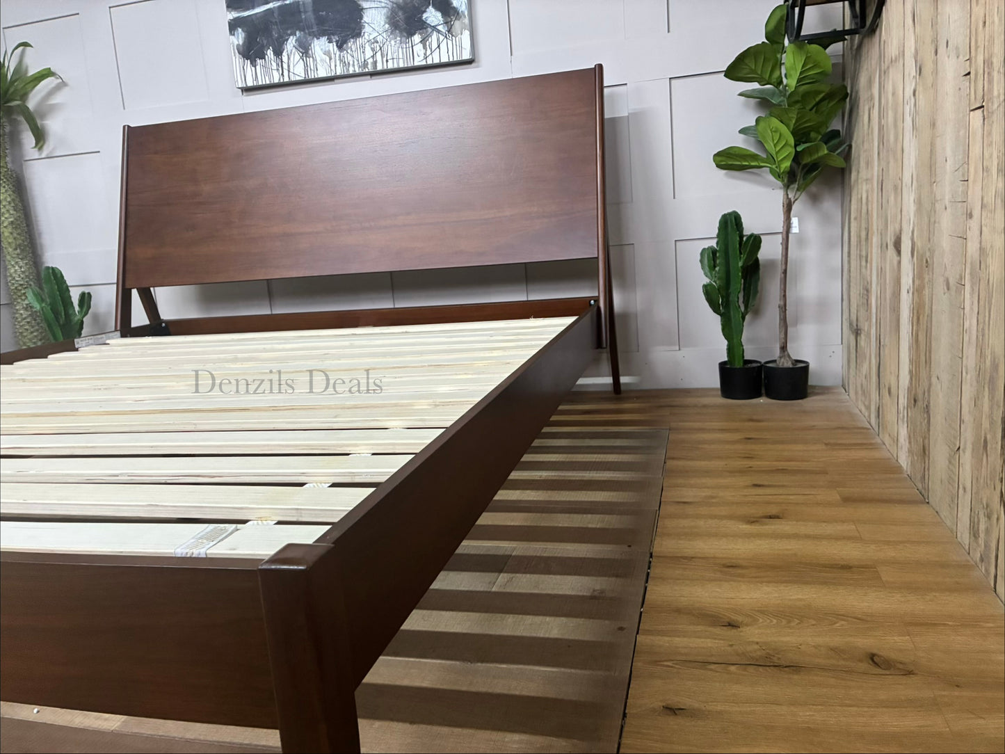 West Elm Mid Century modern Wright Super King size Bed Frame Solid Wood