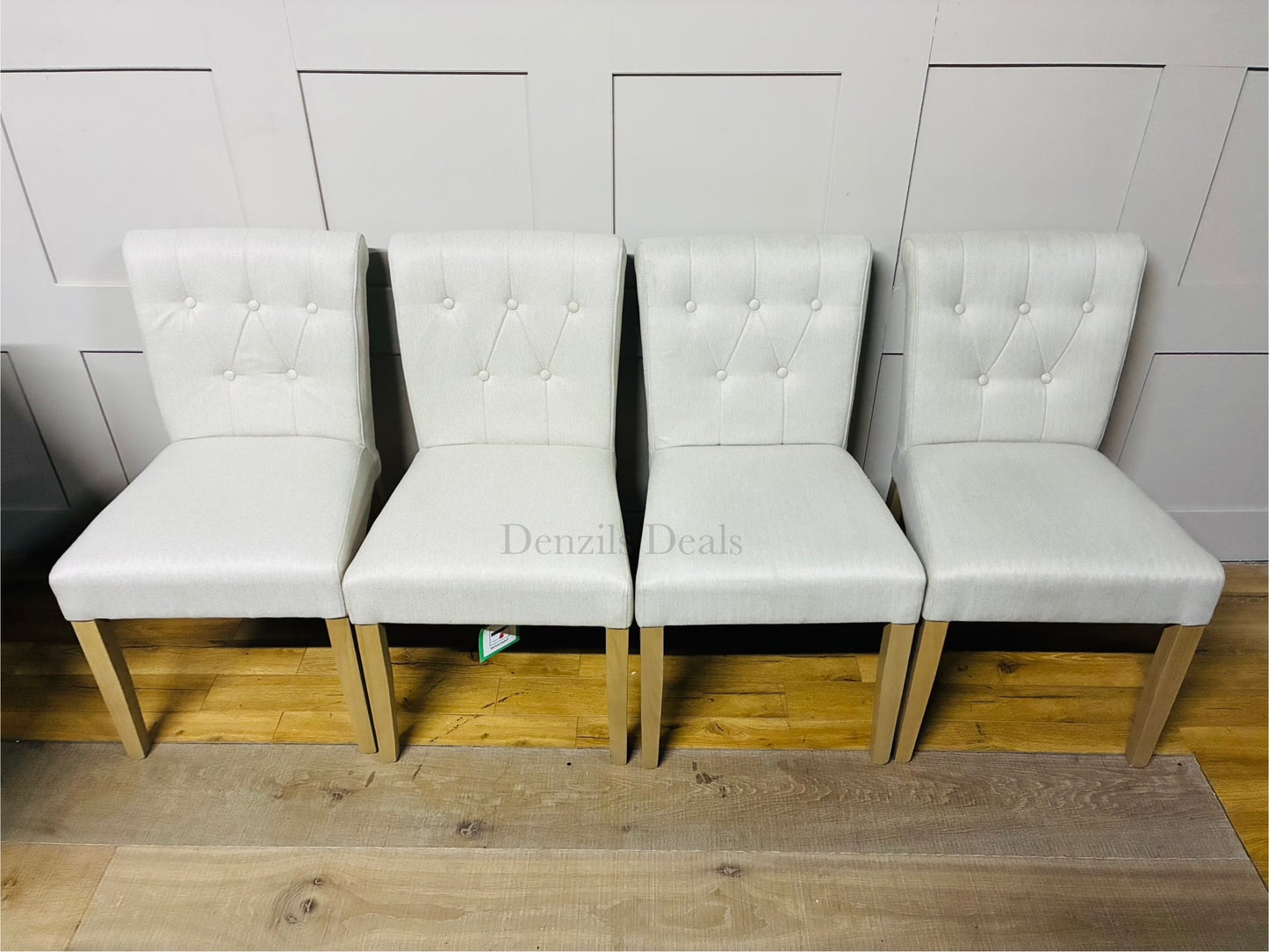 John Lewis Margo Button Back Dining Chair Brushed Tweed, Natural, Set of 4